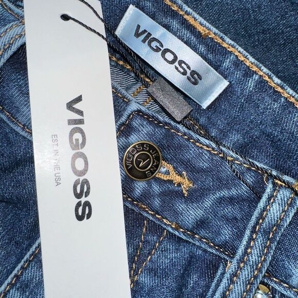 NWT VIGOSS JEANS HIGH RISE WAISTED FLARE NAVY SIZE 31 denim jean - Picture 2 of 7